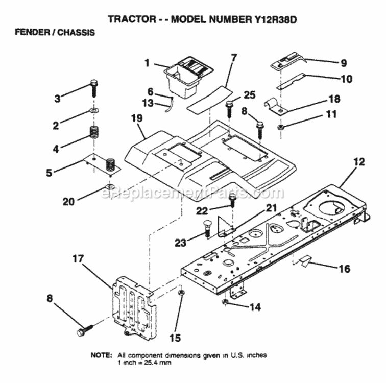 Page F Diagram and Parts List for Y12R38D 1995 Husqvarna Lawn Tractor