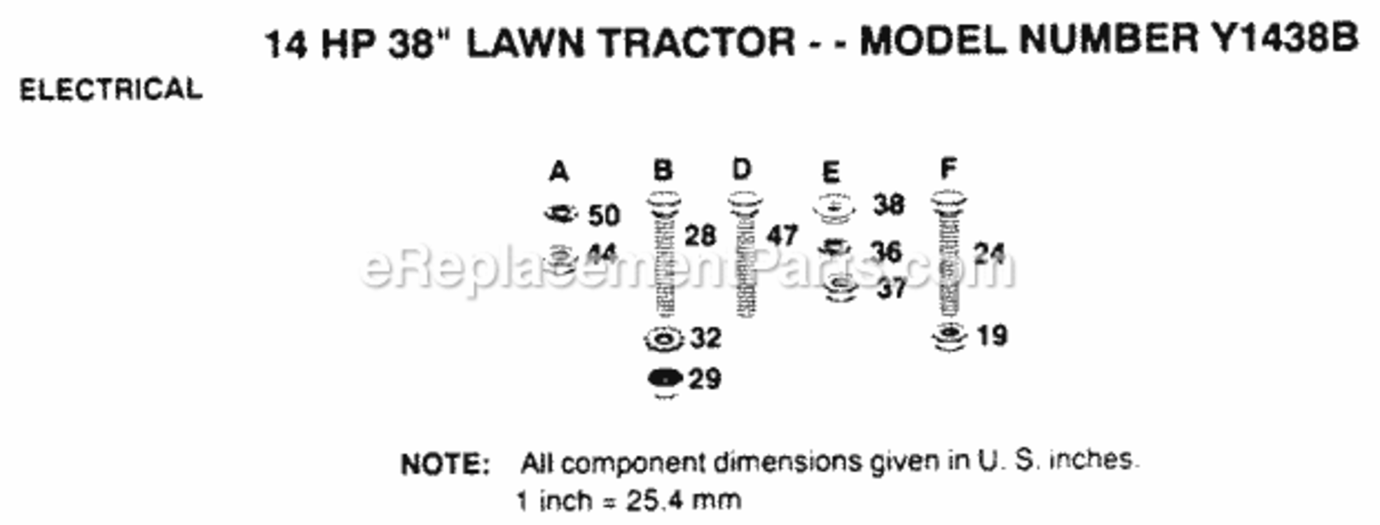 Page D Diagram and Parts List for Y1438B 1991 Husqvarna Lawn Tractor
