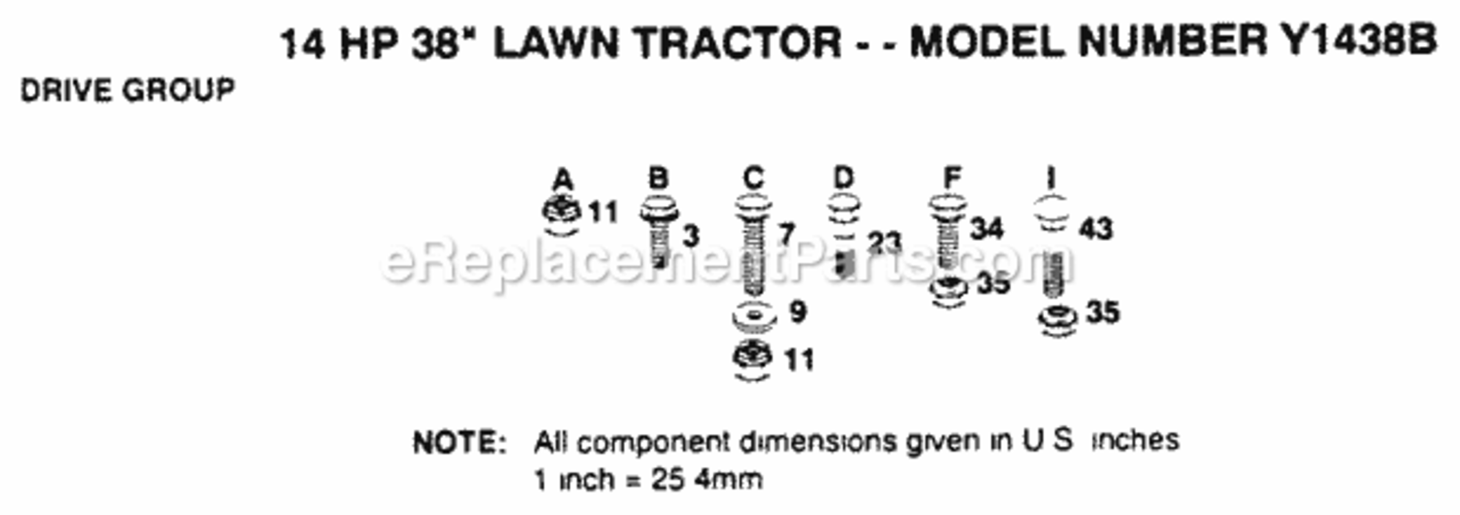 Page E Diagram and Parts List for Y1438B 1991 Husqvarna Lawn Tractor
