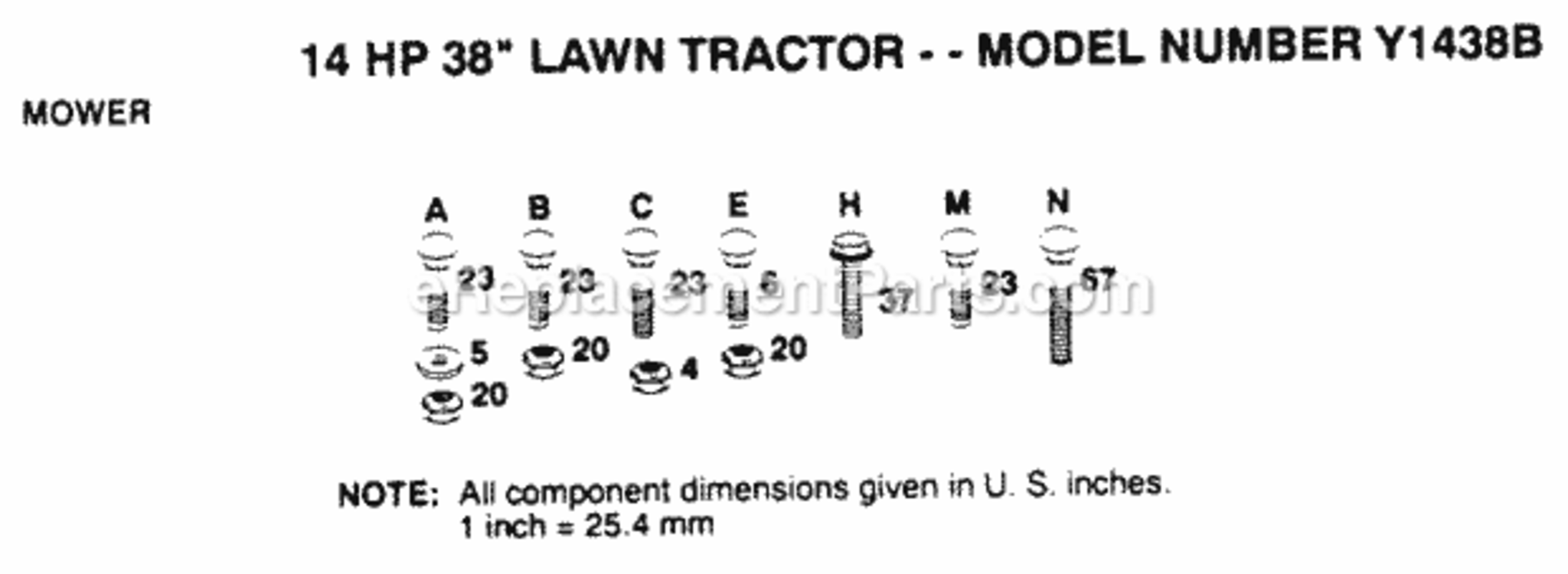 Page H Diagram and Parts List for Y1438B 1991 Husqvarna Lawn Tractor