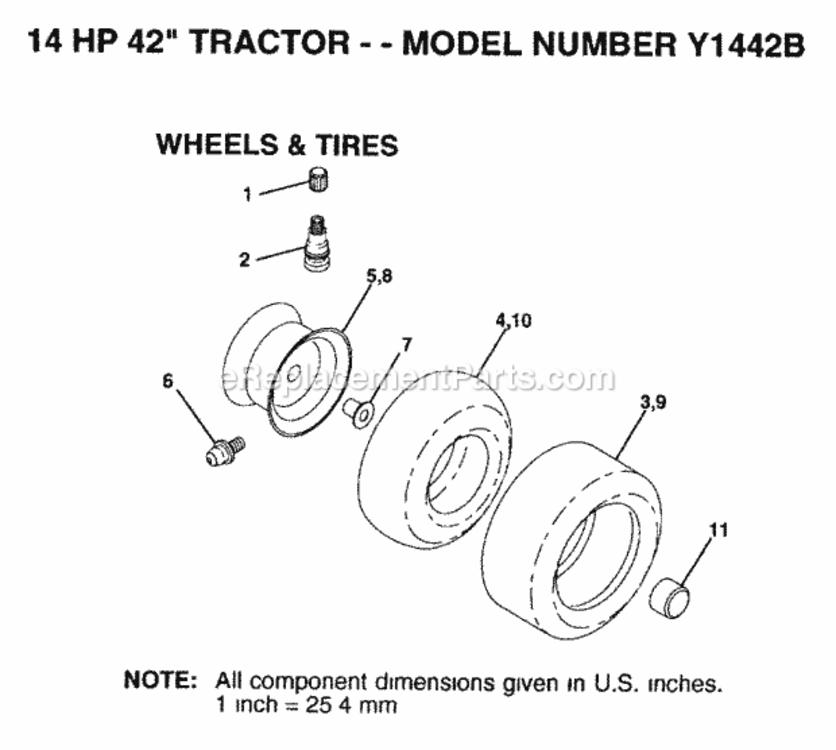 Page K Diagram and Parts List for Y1442B 1993 Husqvarna Lawn Tractor