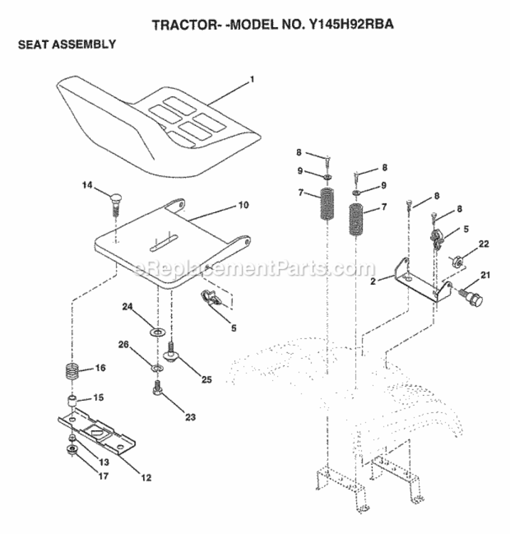 Page I Diagram and Parts List for Y145H92RBA 1999 And Before Husqvarna Lawn Tractor