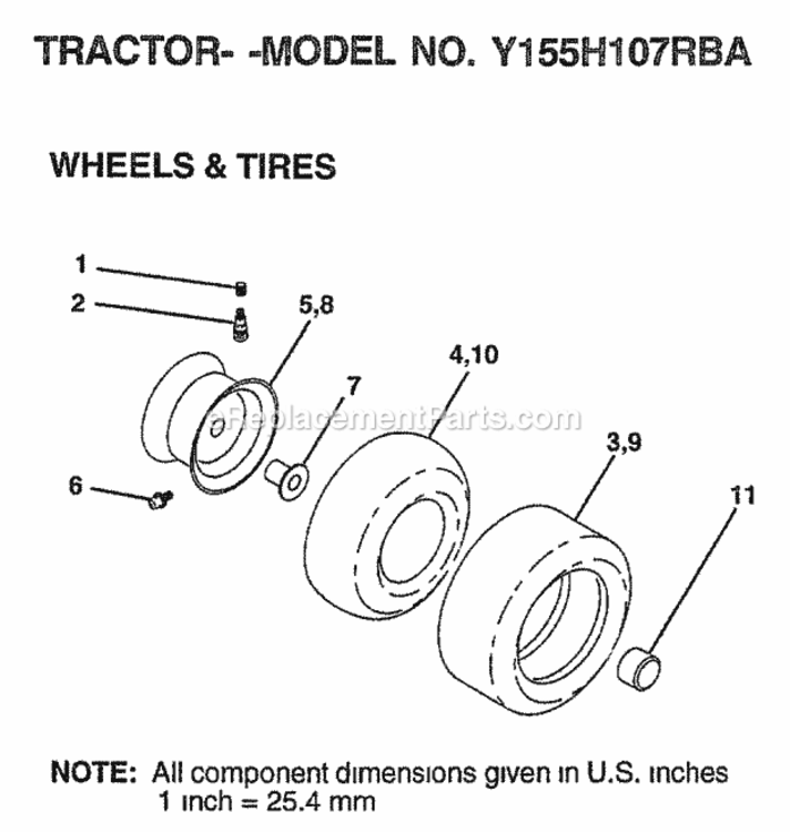 Page K Diagram and Parts List for Y155H107RBA 1999 And Before Husqvarna Lawn Tractor