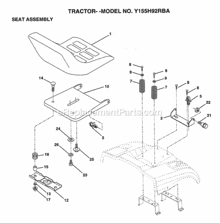 Page I Diagram and Parts List for Y155H92RBA 1999 And Before Husqvarna Lawn Tractor
