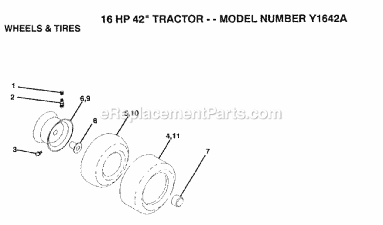 Page J Diagram and Parts List for Y1642A 1992 Husqvarna Lawn Tractor