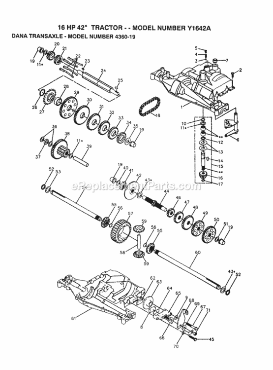 Page I Diagram and Parts List for Y1642A 1992 Husqvarna Lawn Tractor