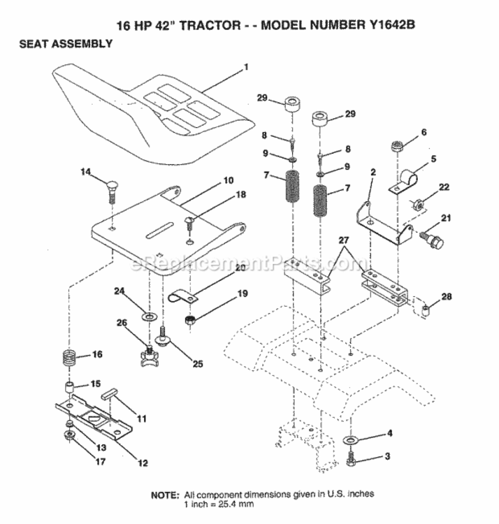 Page J Diagram and Parts List for Y1642B 1993 Husqvarna Lawn Tractor