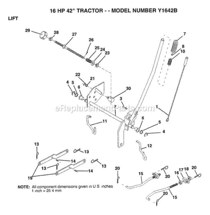 Page H Diagram and Parts List for Y1642B 1993 Husqvarna Lawn Tractor