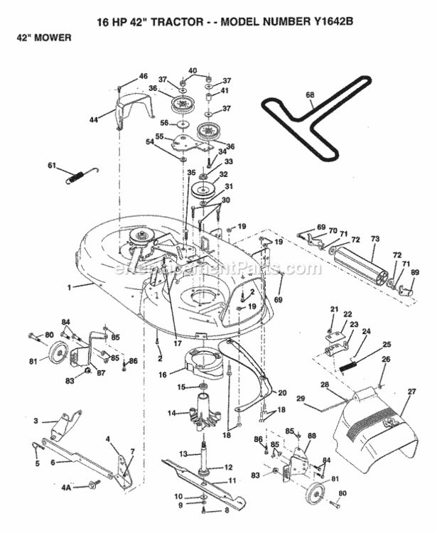 Page I Diagram and Parts List for Y1642B 1993 Husqvarna Lawn Tractor