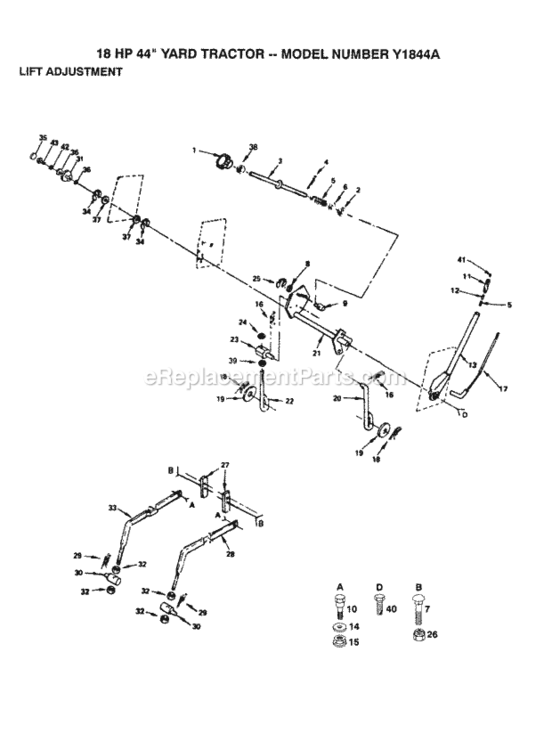 Page E Diagram and Parts List for Y1844A 1992 Husqvarna Lawn Tractor