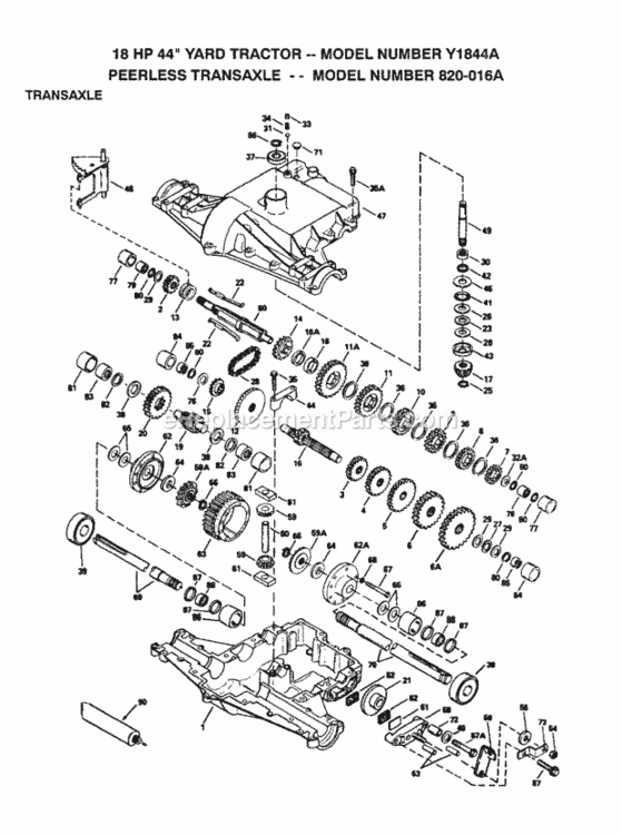 Page H Diagram and Parts List for Y1844A 1992 Husqvarna Lawn Tractor