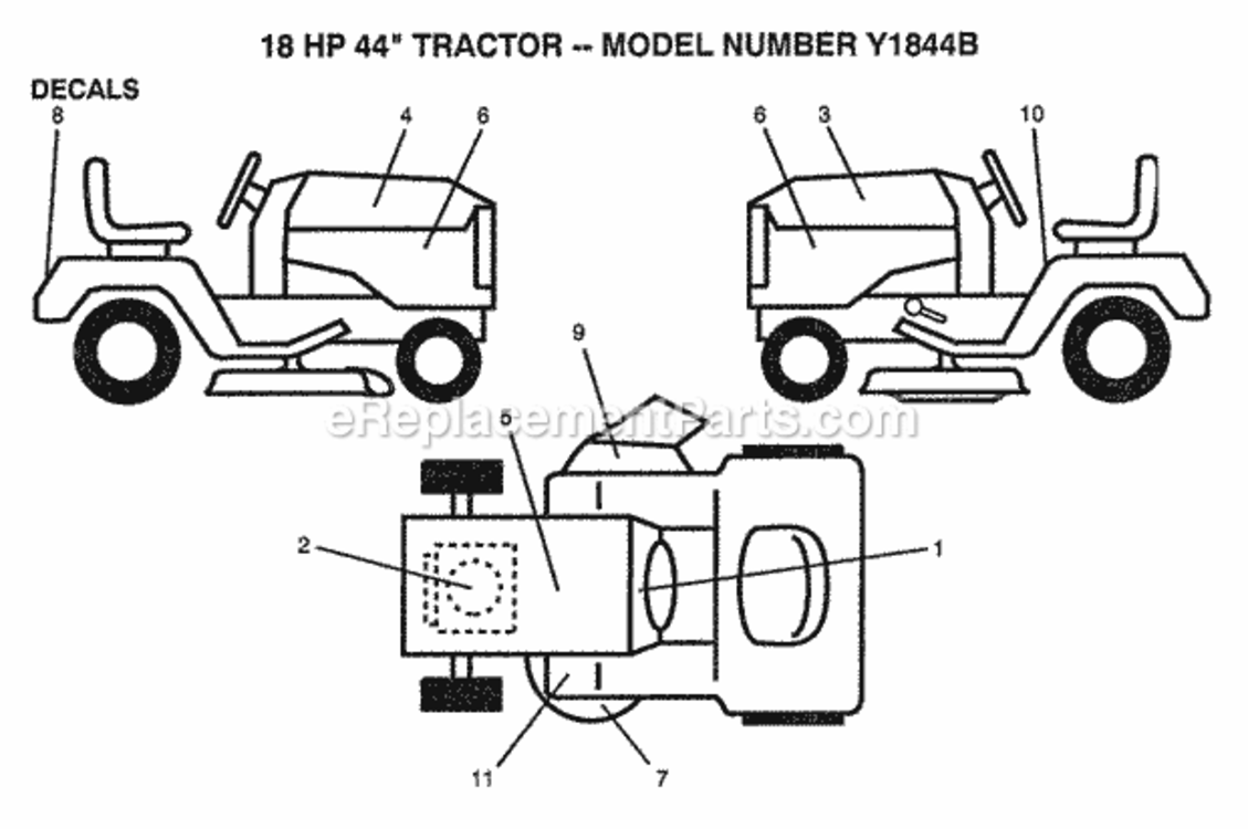 Page A Diagram and Parts List for Y1844B 1992 Husqvarna Lawn Tractor
