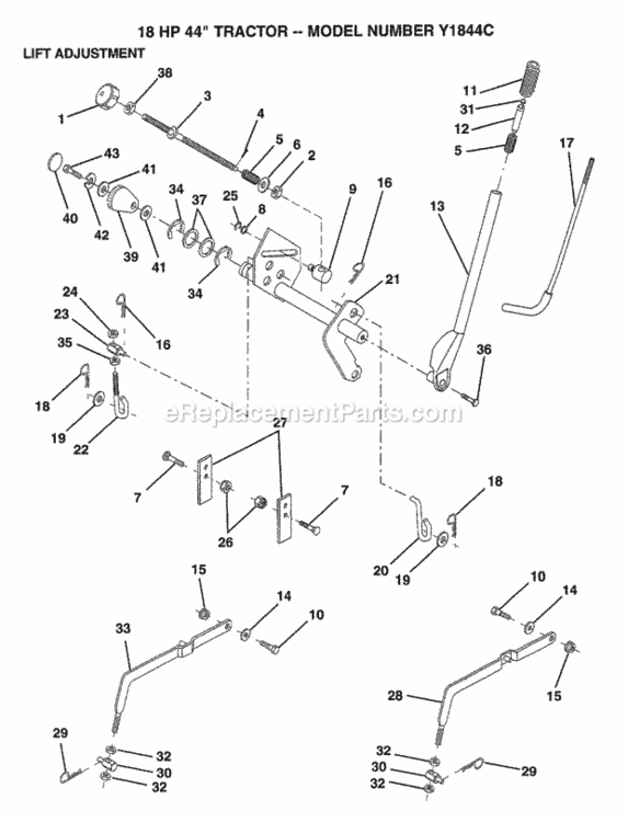 Page E Diagram and Parts List for Y1844C 1993 Husqvarna Lawn Tractor