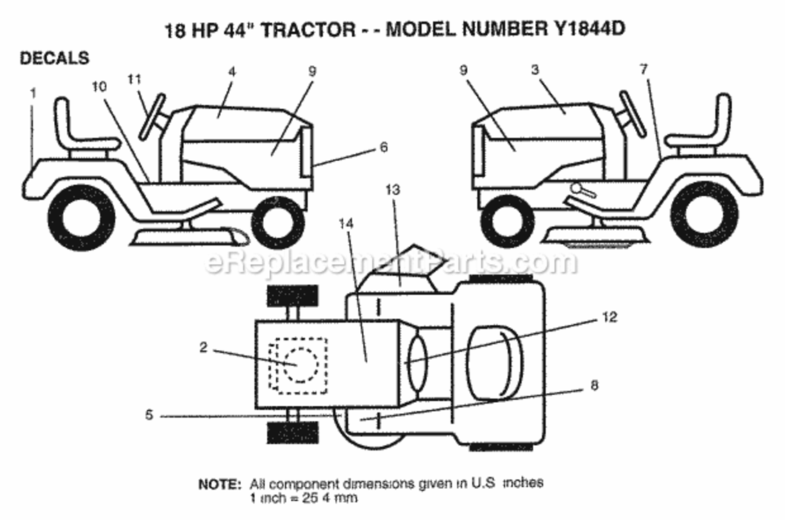 Page J Diagram and Parts List for Y1844D 1994 Husqvarna Lawn Tractor