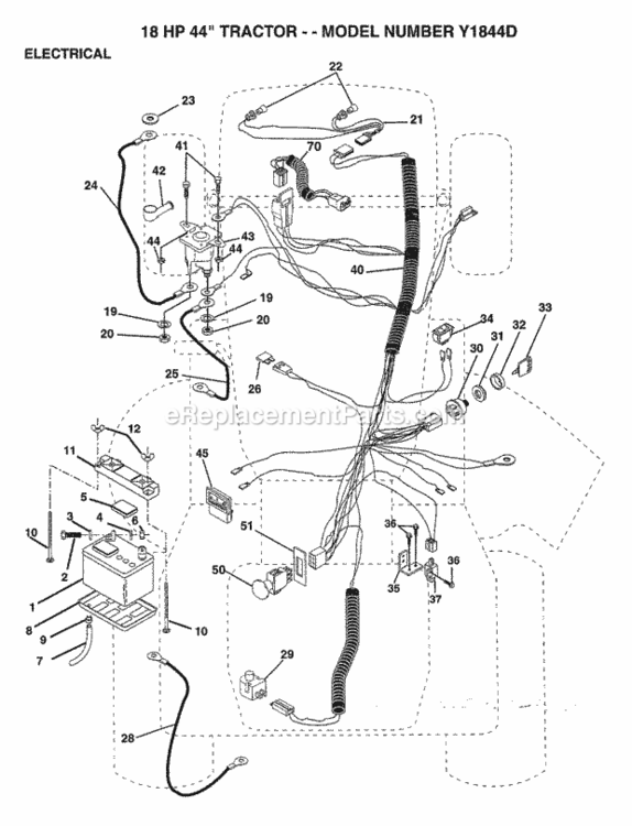 Page C Diagram and Parts List for Y1844D 1994 Husqvarna Lawn Tractor