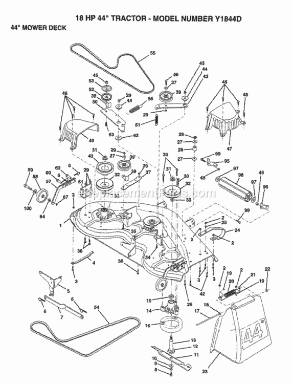 Page D Diagram and Parts List for Y1844D 1994 Husqvarna Lawn Tractor