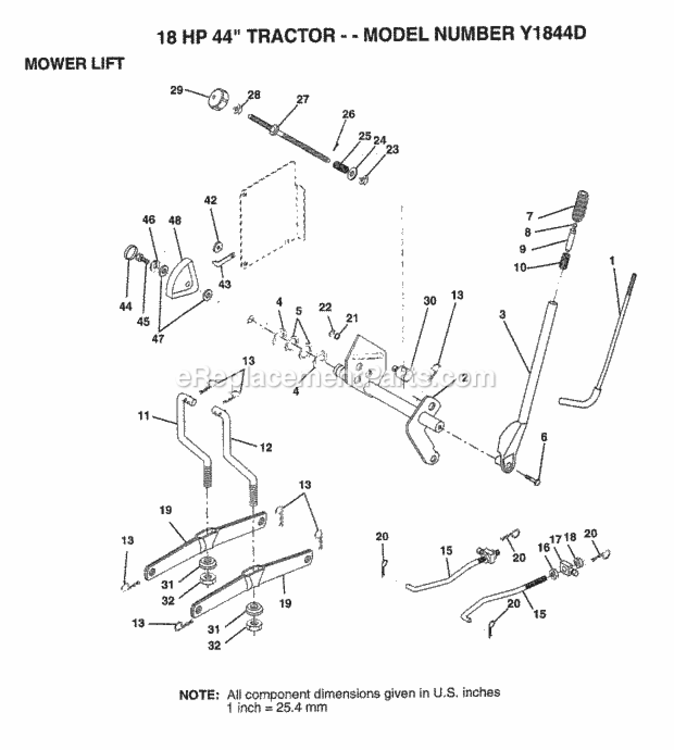 Page E Diagram and Parts List for Y1844D 1994 Husqvarna Lawn Tractor
