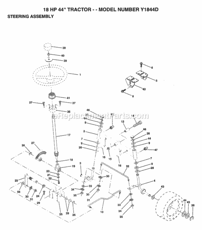 Page G Diagram and Parts List for Y1844D 1994 Husqvarna Lawn Tractor
