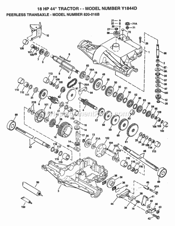 Page H Diagram and Parts List for Y1844D 1994 Husqvarna Lawn Tractor