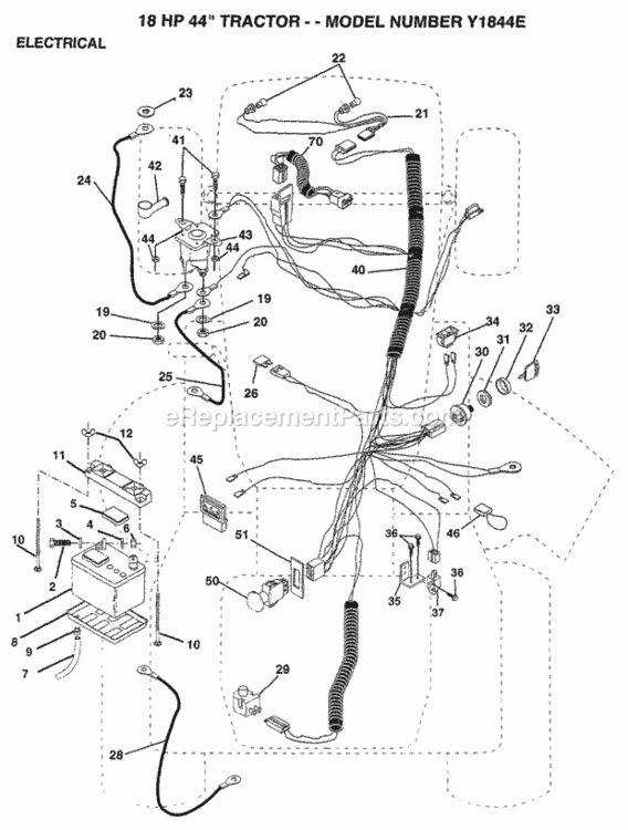 Page C Diagram and Parts List for Y1844E 1994 Husqvarna Lawn Tractor