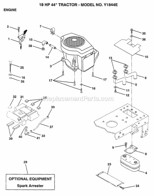 Page D Diagram and Parts List for Y1844E 1994 Husqvarna Lawn Tractor