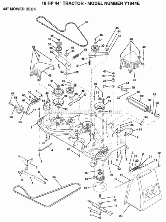 Page E Diagram and Parts List for Y1844E 1994 Husqvarna Lawn Tractor