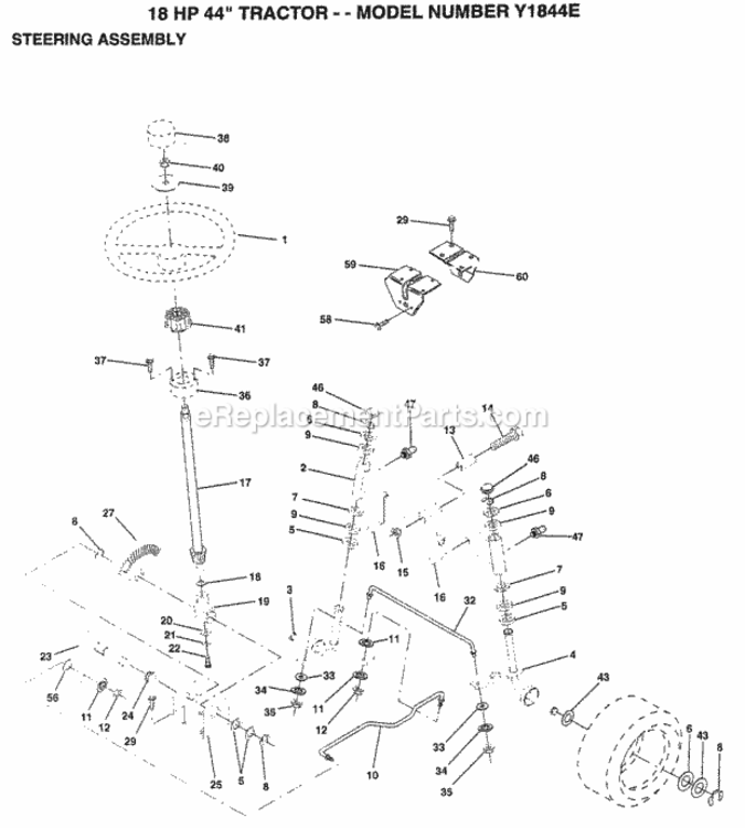 Page H Diagram and Parts List for Y1844E 1994 Husqvarna Lawn Tractor