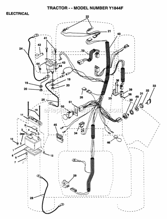 Page D Diagram and Parts List for Y1844F 1995 Husqvarna Lawn Tractor