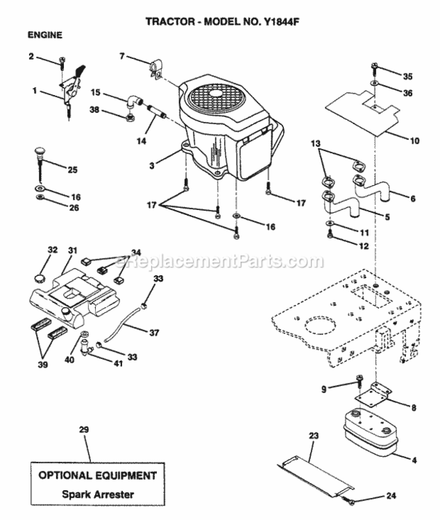 Page E Diagram and Parts List for Y1844F 1995 Husqvarna Lawn Tractor