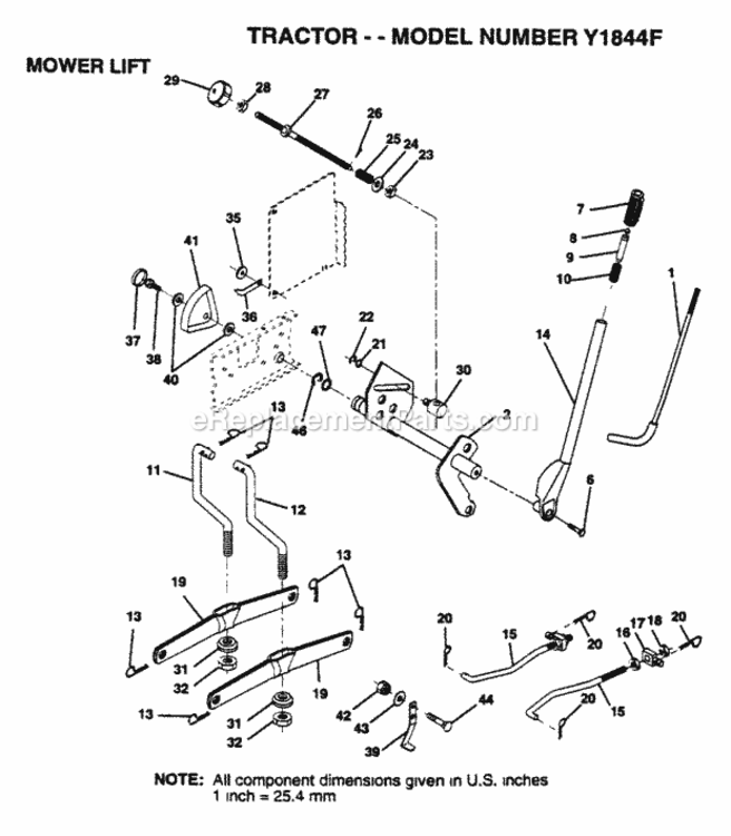 Page G Diagram and Parts List for Y1844F 1995 Husqvarna Lawn Tractor