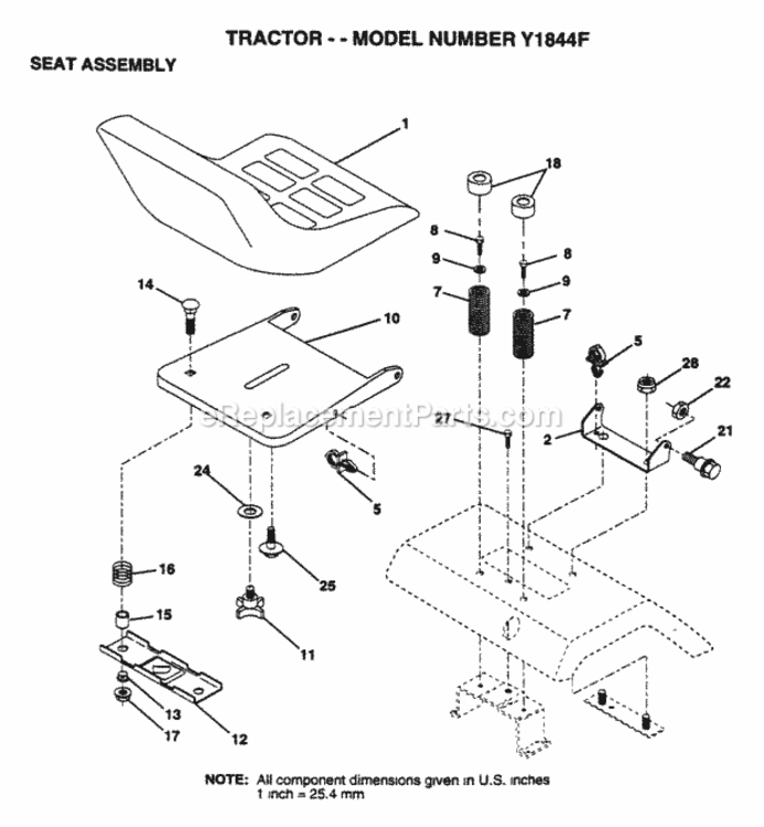 Page H Diagram and Parts List for Y1844F 1995 Husqvarna Lawn Tractor