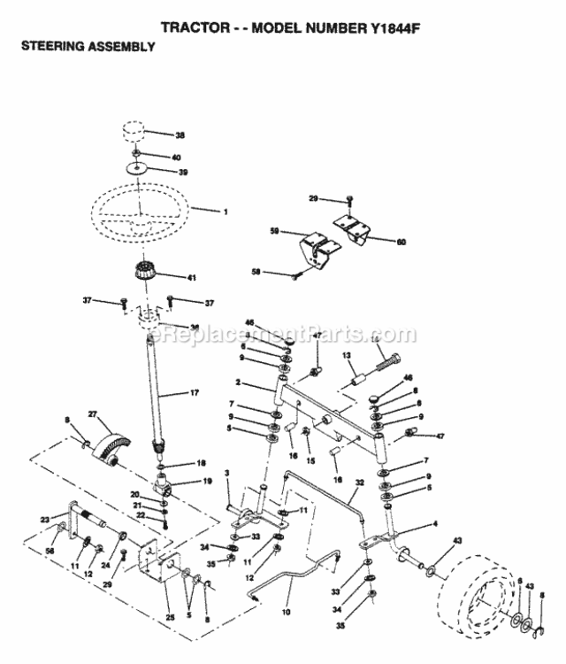 Page I Diagram and Parts List for Y1844F 1995 Husqvarna Lawn Tractor