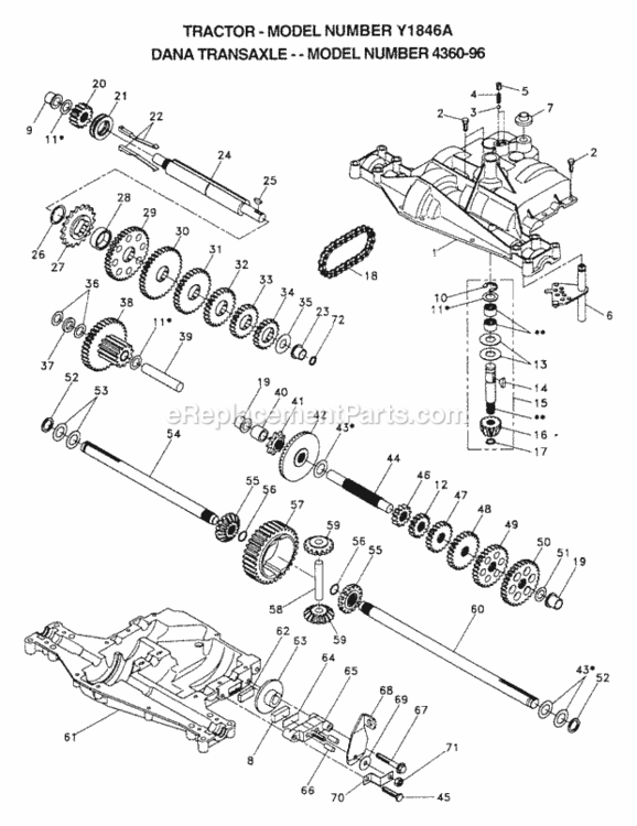 Page J Diagram and Parts List for Y1846A 1996 Husqvarna Lawn Tractor