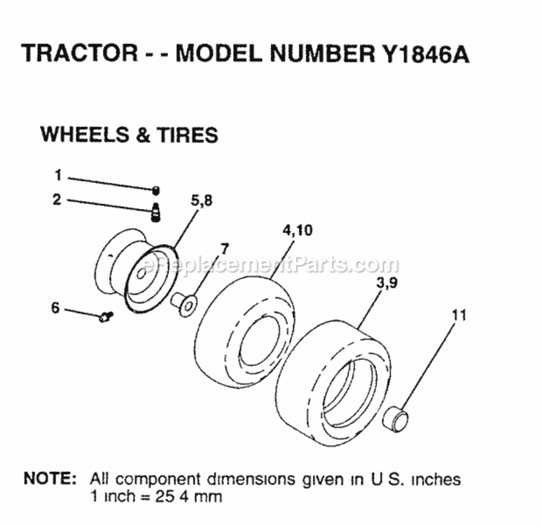 Page K Diagram and Parts List for Y1846A 1996 Husqvarna Lawn Tractor