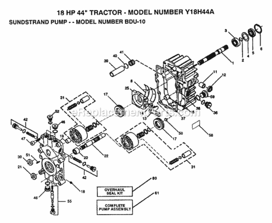 Page L Diagram and Parts List for Y18H44A 1992 Husqvarna Lawn Tractor