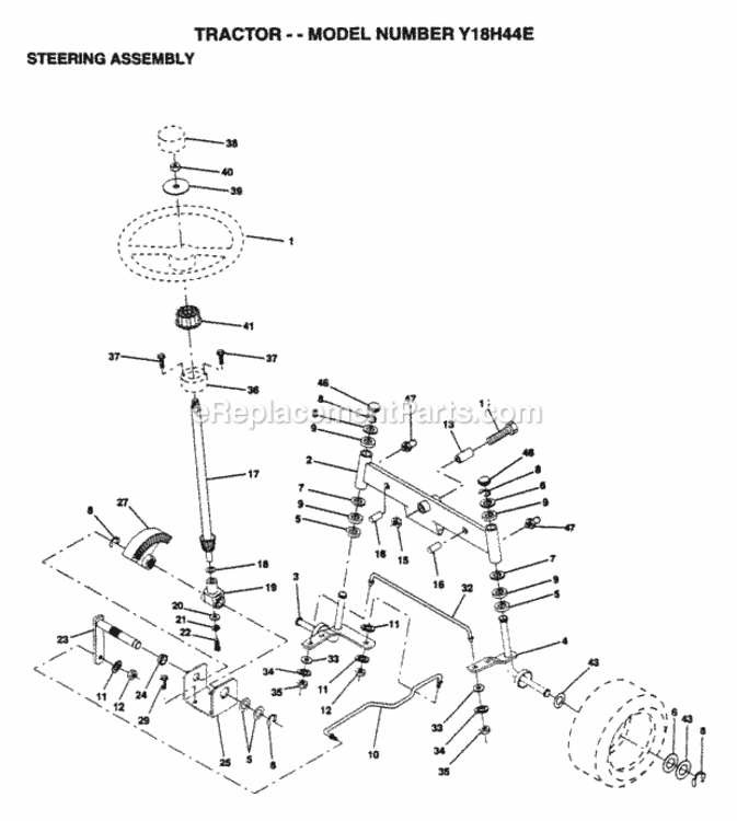 Page J Diagram and Parts List for Y18H44E 1995 Husqvarna Lawn Tractor