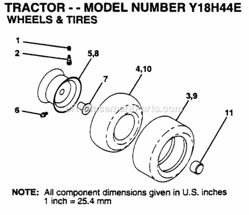 Page K Diagram and Parts List for Y18H44E 1995 Husqvarna Lawn Tractor