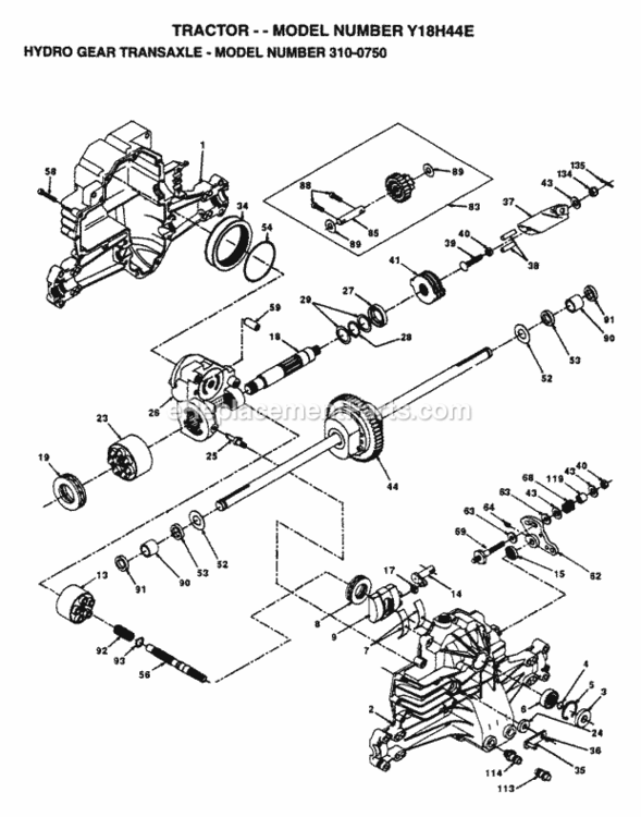 Page F Diagram and Parts List for Y18H44E 1995 Husqvarna Lawn Tractor