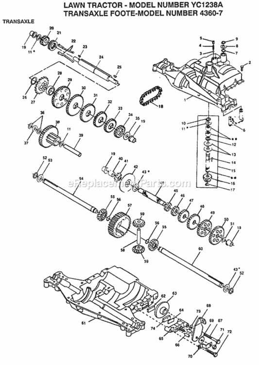 Page M Diagram and Parts List for YC1238A 1991 Husqvarna Lawn Tractor