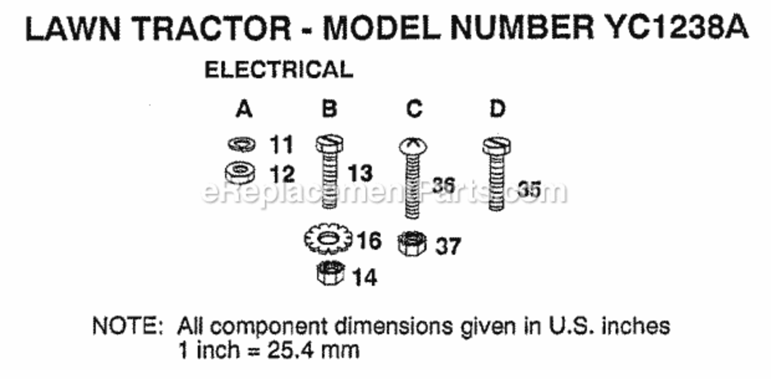 Page G Diagram and Parts List for YC1238A 1991 Husqvarna Lawn Tractor