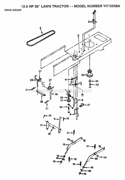 Page A Diagram and Parts List for YC12538A 1991 Husqvarna Lawn Tractor