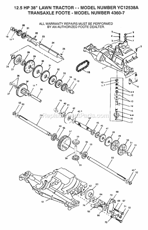 Page L Diagram and Parts List for YC12538A 1991 Husqvarna Lawn Tractor