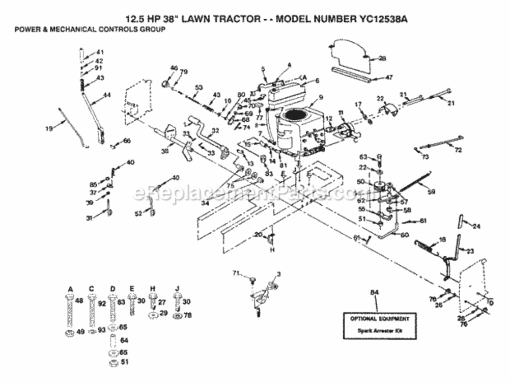 Page I Diagram and Parts List for YC12538A 1991 Husqvarna Lawn Tractor