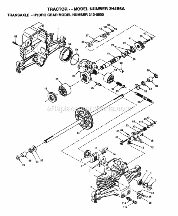 Page D Diagram and Parts List for YC125H42B 1994 Husqvarna Lawn Tractor