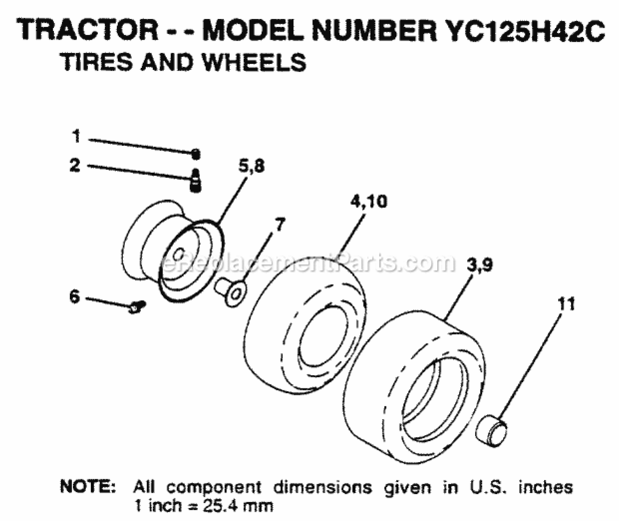 Page K Diagram and Parts List for YC125H42C 1995 Husqvarna Lawn Tractor