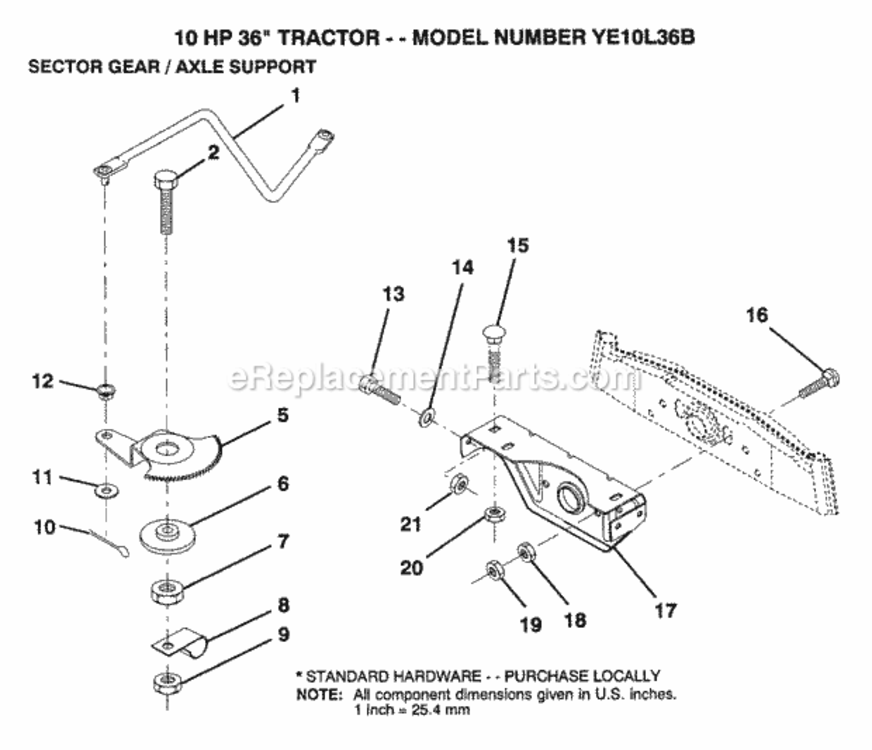Page M Diagram and Parts List for YE10L36B 1999 And Before Husqvarna Lawn Tractor