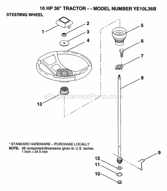 Page N Diagram and Parts List for YE10L36B 1999 And Before Husqvarna Lawn Tractor