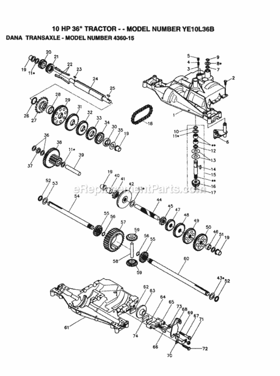 Page O Diagram and Parts List for YE10L36B 1999 And Before Husqvarna Lawn Tractor