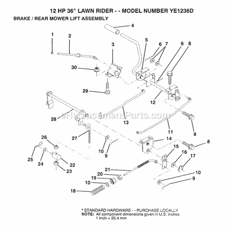Page A Diagram and Parts List for YE1236D 1999 And Before Husqvarna Lawn Tractor