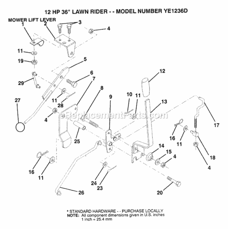 Page K Diagram and Parts List for YE1236D 1999 And Before Husqvarna Lawn Tractor